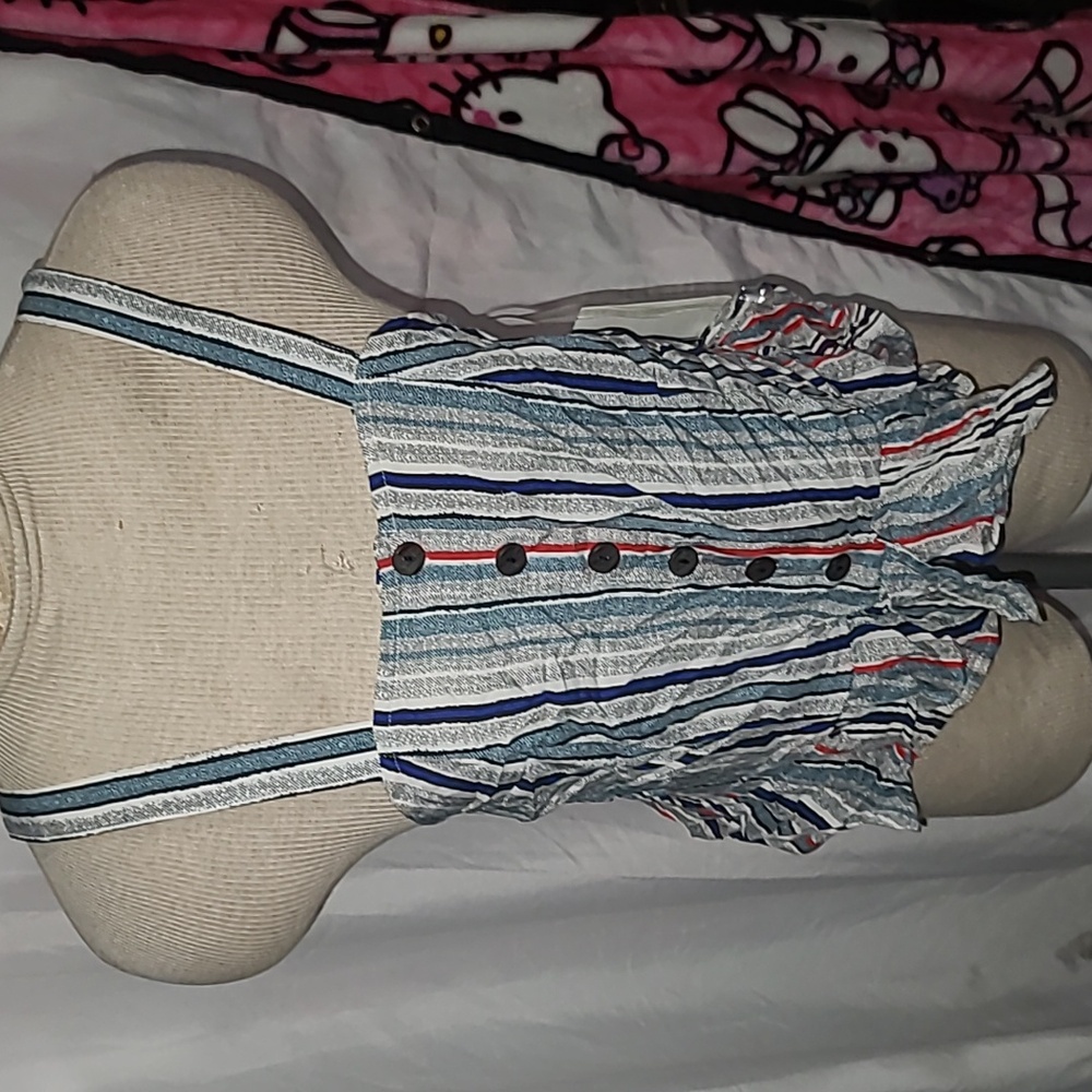 Takara Striped Button-Down Ruffle Top - Picture 2 of 7